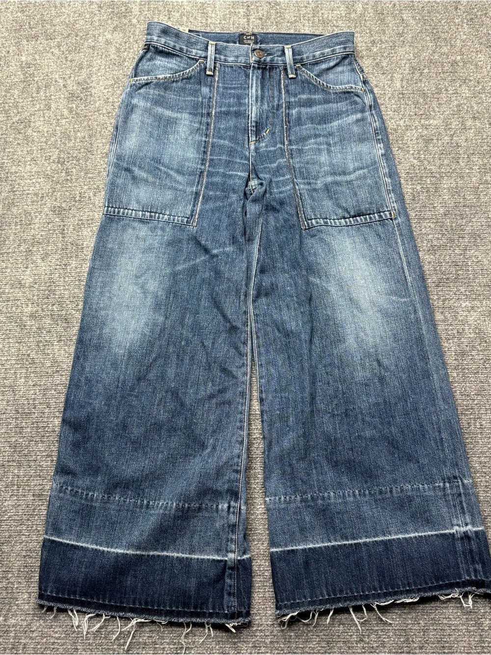 Citizens of Humanity Jeans Womens 26 Blue Melanie Wide Leg Crop in Retro Raw Hem